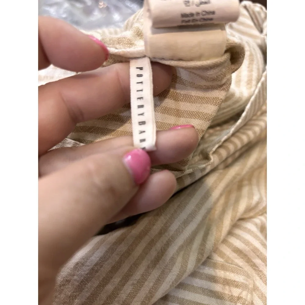 Pottery Barn Set of 2 Linen Cotton Stripe Pillow Shams 36x20 Beige Standard